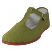 Women's T-Strap Cotton Upper Classic Mary Jane Shoes In Khaki