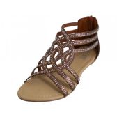 Wholesale Footwear Women's Rhinestone Sandals In Bronze