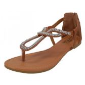 Wholesale Footwear Women's Rhinestone Thong Sandals In Brown