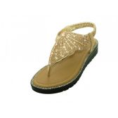 Wholesale Footwear Women's Rhinestone Upper Sandals In Rose Gold