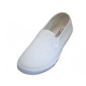 Mens Slip On Twin Gore Upper Casual Canvas Shoes In White