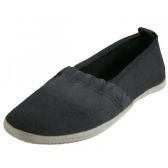 Wholesale Footwear Girls' Elastic Upper Slip On Canvas Shoes Black Color