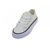 Wholesale Footwear Child's Comfortable Cotton Canvas Lace Up Shoe In White