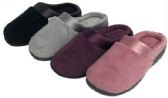 Wholesale Footwear Women's Plush Clog Slippers W/ Satin Trim
