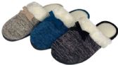 Wholesale Footwear Women's Jersey Knit Mule Slippers w/ Faux Fur Trim & Satin Bow