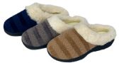 Wholesale Footwear Women's Two Tone Knit Clog Slippers w/ Faux Fur Trim