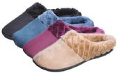 Wholesale Footwear Women's Faux Suede Clog Slippers w/ Quilted Faux Fur Trim
