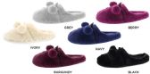 Wholesale Footwear Women's Faux Fur Pom Pom Slippers W/ Memory Foam Footbed