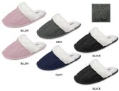 Wholesale Footwear Womens Knit Slippers w/ Lurex Detail, Sherpa Cuff & Lining