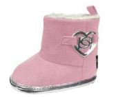 Wholesale Footwear Infant Girl's Micro Suede Fashion Boots W/ Sherpa Lining & Heart Embellishment - Blush