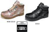 Wholesale Footwear Girl's Shimmer Ankle Boots W/ Padded Trim & Sherpa Lining