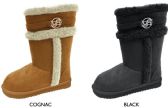 Wholesale Footwear Girl's Tall Microsuede Winter Boots W/ Bebe Medallion & Faux Fur Trim