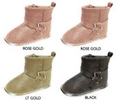 Wholesale Footwear Infant Girl's Shimmer Microsuede Boots W/ Star Buckle & Velcro Closure