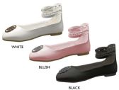 Wholesale Footwear Girl's Patent Leather Flats W/ Braided Detail Ankle Strap & Bebe Medallion