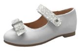 Wholesale Footwear Toddler Flower Girl Dual Strapped Wedding Flats W/ Embroidered Glitter