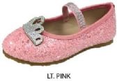Wholesale Footwear Toddler Girl's Glitter Flats - Pink W/ Elastic Strap