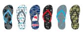 Wholesale Footwear Boy's Printed Flip Flops w/ Sharks & Dinosaur Footbed