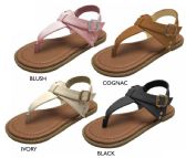 Wholesale Footwear Girl's Thong Sandals W/ Metallic Braid & Studded Welt