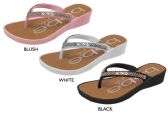 Wholesale Footwear Girl's Thong Wedge Sandals W/ Rhinestone Detail