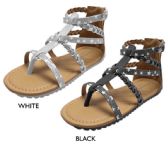 Wholesale Footwear Girl's Gladiator Sandals W/ Glitter Stars & Metallic Braid Details