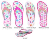 Wholesale Footwear Girl's MinI-Wedge Thong Flip Flop Sandals W/ Printed Footbed & Glitter Strap