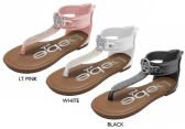 Wholesale Footwear Girl's T-Strap Sandals W/ Rhinestone Details & Bebe Medallion