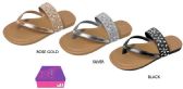 Wholesale Footwear Girl's Thong Sandals W/ Flower Rhinestones & Shimmer Straps