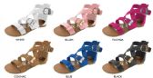Wholesale Footwear Girl's Strappy Gladiator Sandals W/ Bebe Embossed Buckles & Straps