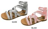 Wholesale Footwear Girl's Shimmer Strappy Gladiator Sandals W/ Ab Rhinestone Detail