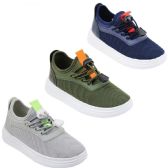 Wholesale Footwear Boy's Breathable Sneakers w/ Adjustable No-Tie Lock Laces
