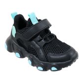 Wholesale Footwear Girl's Adjustable Strap Breathable Sneakers W/ Two Tone Trim & Elastic Laces