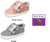 Wholesale Footwear Infant Girl's Shimmer Sneakers W/ Velcro Straps & Metallic Bow