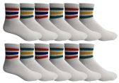Yacht & Smith Men's Cotton Sport Ankle Socks With Terry Size 10-13 Solid White With Stripes