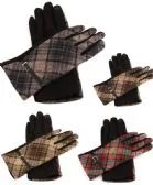 Women Plaid Winter Glove With Belt Design