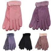 Suede Fashion Gloves Style Fur Linning Mix Colors