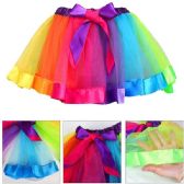 Layered Ballet Tulle Rainbow Tutu Skirt For Little Girls Dress Up With Colorful Hair Bows