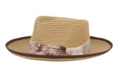 Wide Brim Paper Straw Fedora With Fabric Band Color Lt Brown