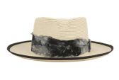 Wide Brim Paper Straw Fedora With Fabric Band Color Natural