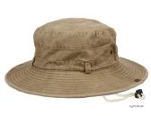 100% Washed Cotton Outdoor Bucket Hats With Chin Cord Strap Color Brown