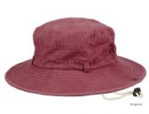 100% Washed Cotton Outdoor Bucket Hats With Chin Cord Strap Color Burgundy