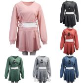 Set Long Sleeve Adjustable Length Skirt Set Cotton Size S / M