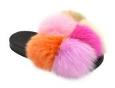 Wholesale Footwear Women's Fur Slides Slippers For Women Open Toe Furry Fluffy Slides Slippers In Multi Color