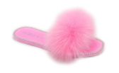 Wholesale Footwear Women's Fur Slides Slippers For Women Open Toe Furry Fluffy Slides Slippers In Pink