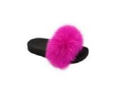 Wholesale Footwear Girls Faux Fur Fuzzy Comfy Soft Plush Open Toe Indoor Outdoor Spa Bedroom Slipper In Fuschia