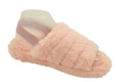 Wholesale Footwear Women's Fluff Slide Slipper With Elastic Band Open Toe Slippers In Pink