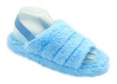 Wholesale Footwear Women's Fluff Slide Slipper With Elastic Band Open Toe Slippers In Blue