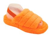 Wholesale Footwear Women's Fluff Slide Slipper With Elastic Band Open Toe Slippers In Orange