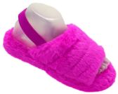 Wholesale Footwear Women's Fluff Slide Slipper With Elastic Band Open Toe Slippers In Fuschia
