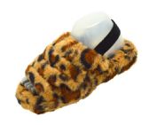 Wholesale Footwear Women's Fluff Slide Slipper With Elastic Band Open Toe Slippers In Leopard Print