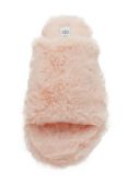 Wholesale Footwear Women's Plush Faux Fur Fuzzy Slide On Open Toe Slipper In Pink